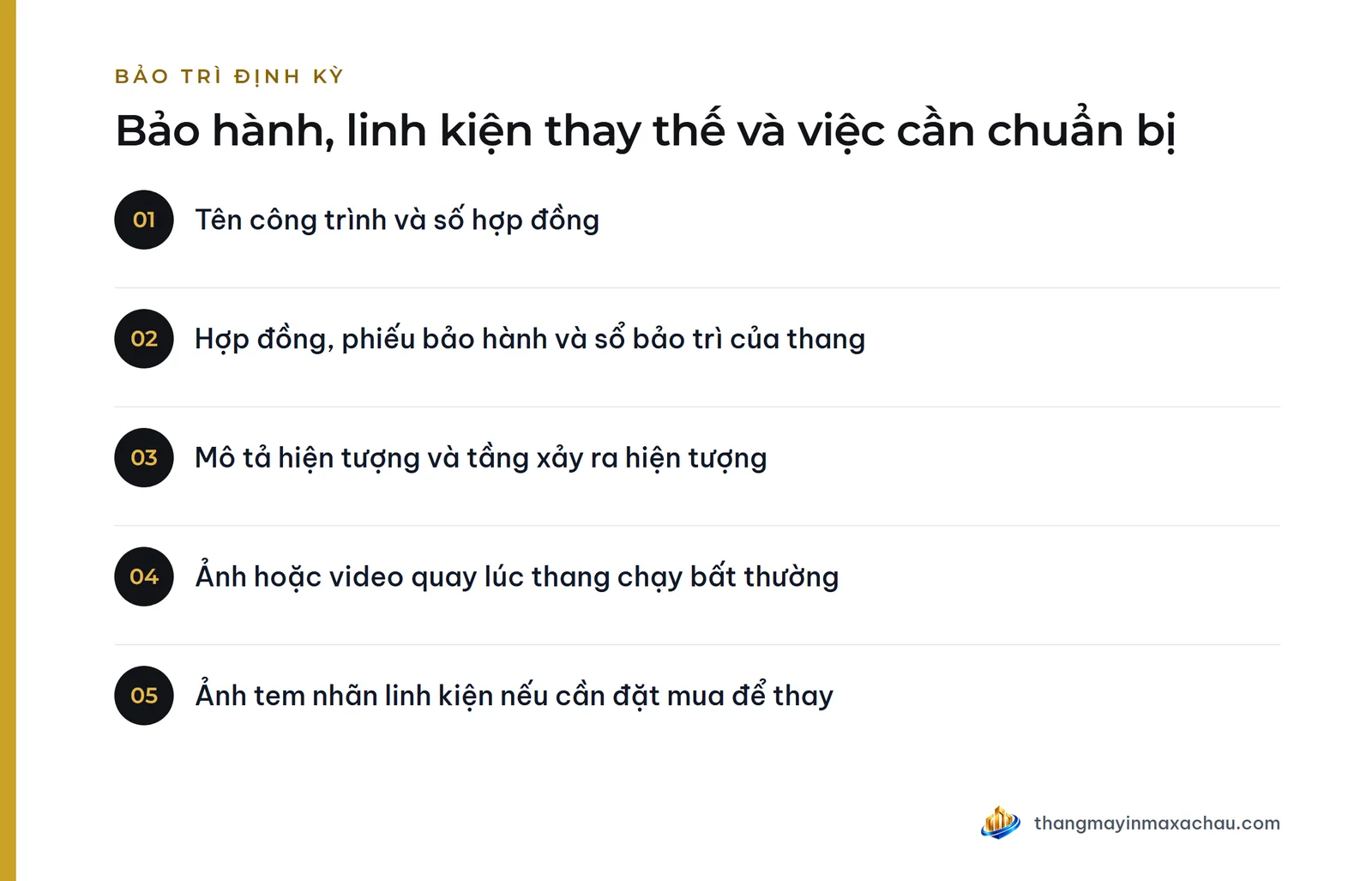 Bảo hành, linh kiện thay thế và việc cần chuẩn bị