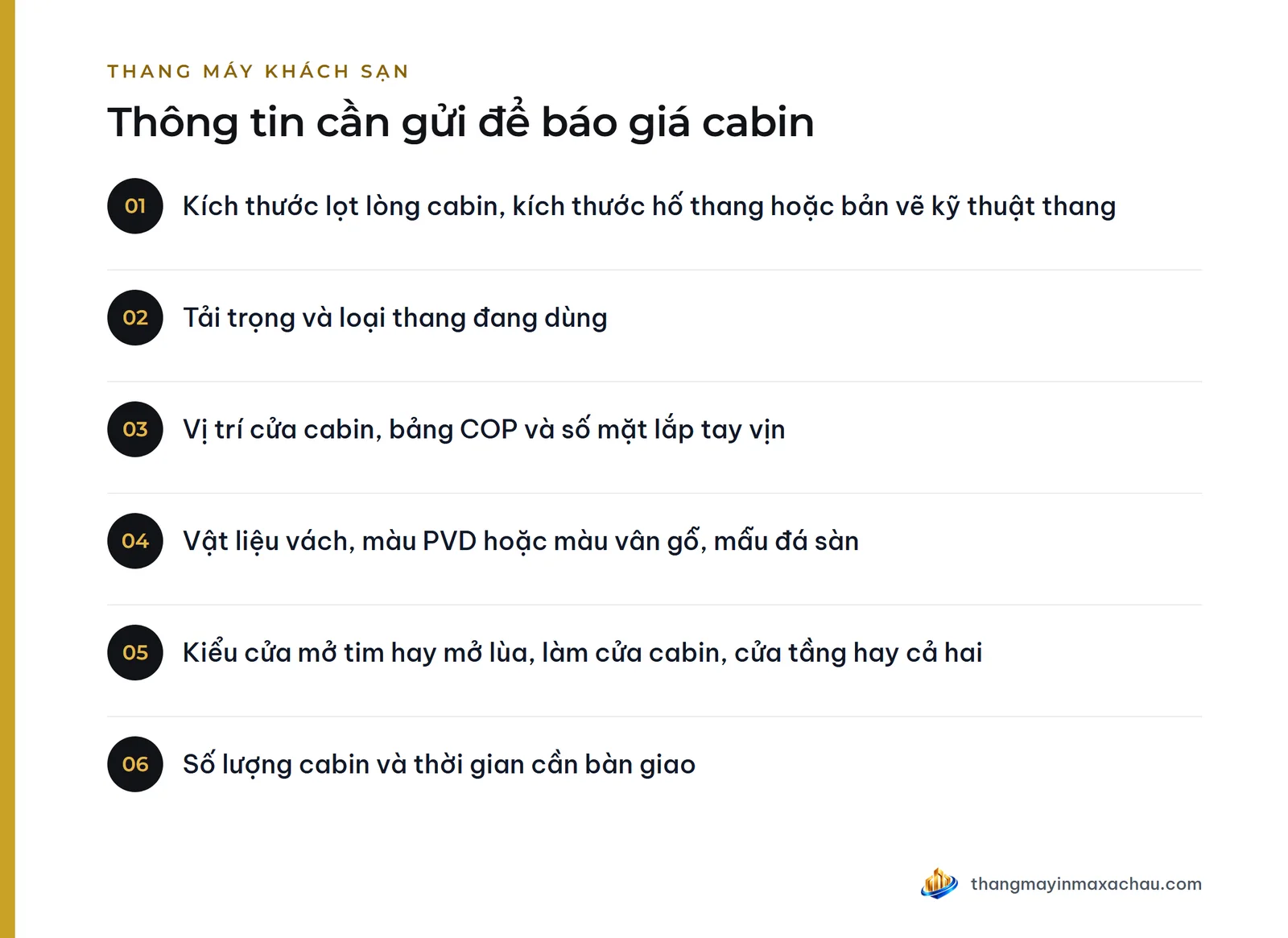Thông tin cần gửi để báo giá cabin
