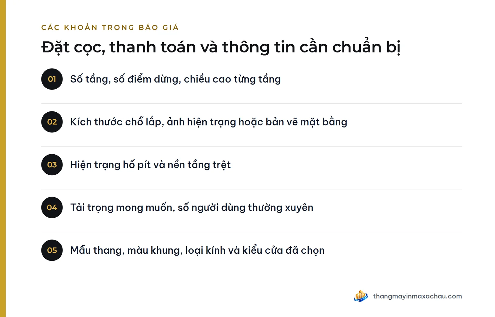 Đặt cọc, thanh toán và thông tin cần chuẩn bị