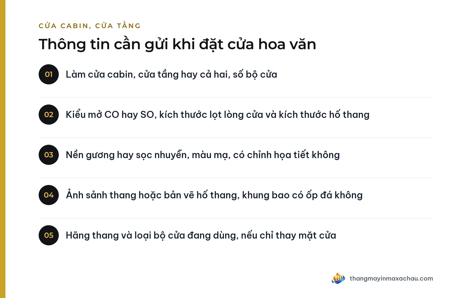 Thông tin cần gửi khi đặt cửa hoa văn