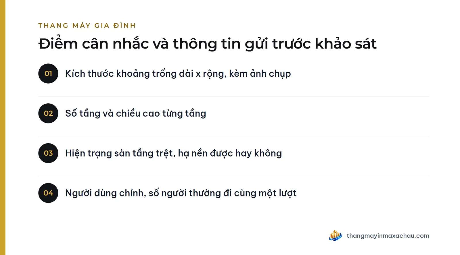Điểm cân nhắc và thông tin gửi trước khảo sát
