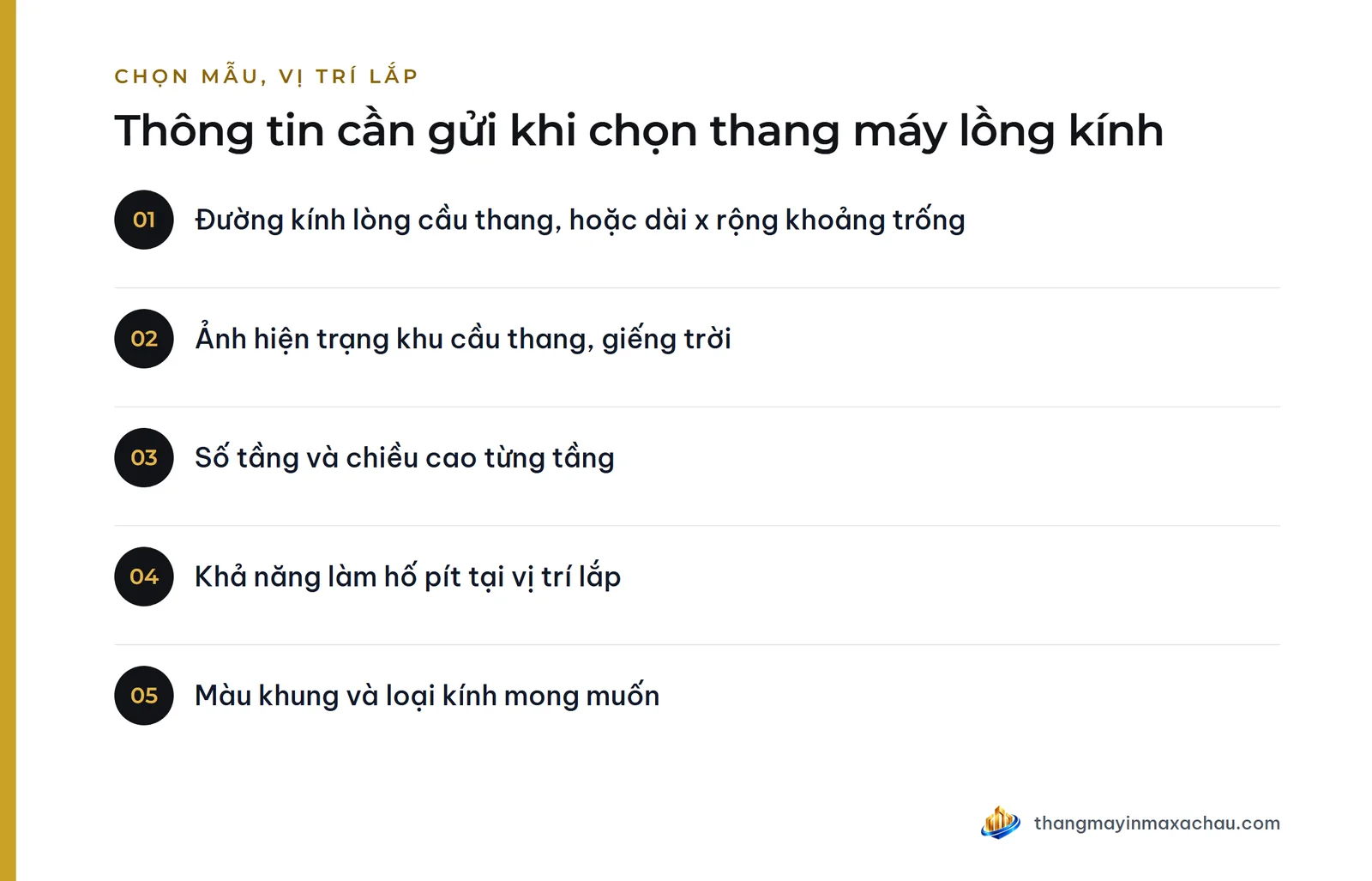 Thông tin cần gửi khi chọn thang máy lồng kính