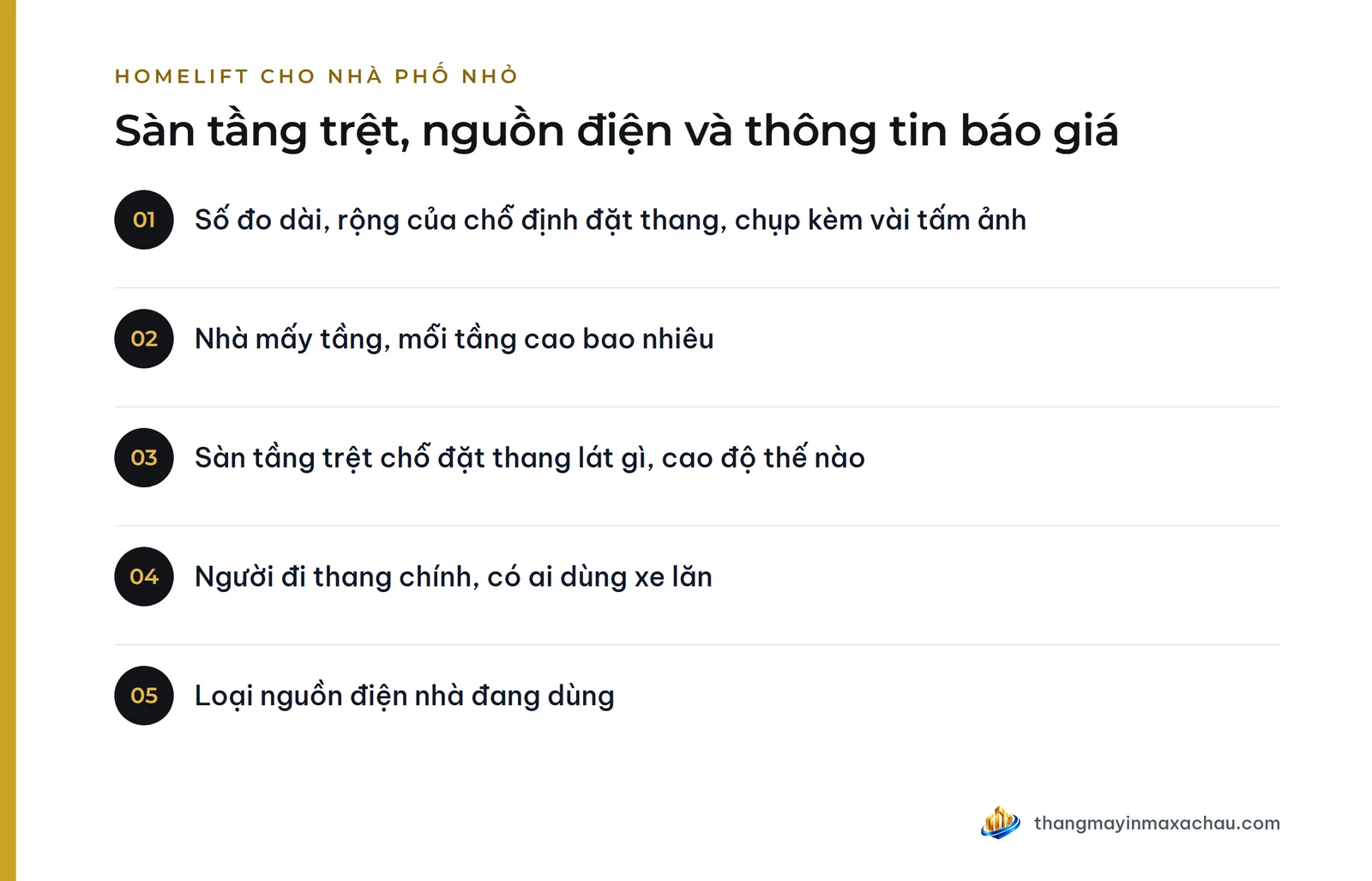 Sàn tầng trệt, nguồn điện và thông tin báo giá