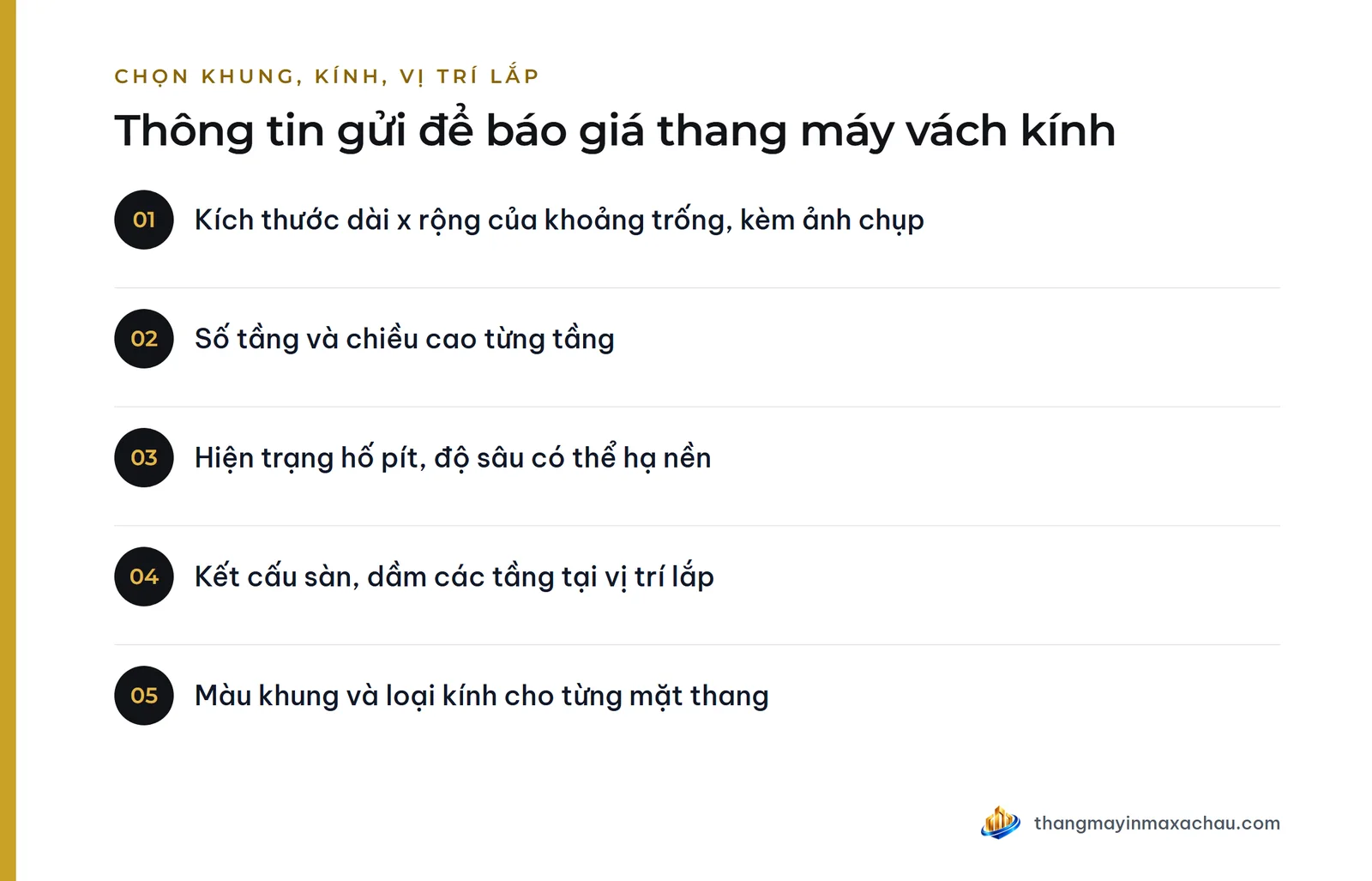 Thông tin gửi để báo giá thang máy vách kính